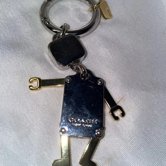 Coach Vintage Silver & Gold Metallic Robot Keychain - Picture 6 of 6